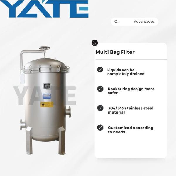 Industrial Bag Filter Vessel Polished Sandblasting Water SS Multi Housing Bag