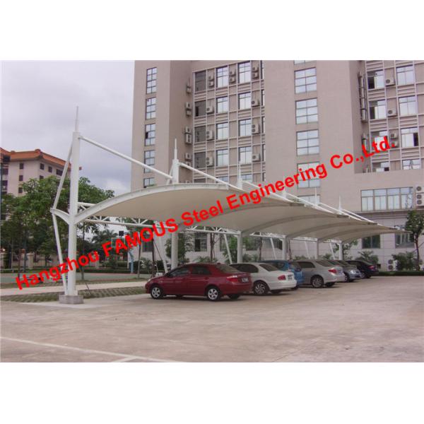 Europe Standard Certified Curved Tensile Membrane Structural Car Parking Tention PVDF Fabric Roof Cover