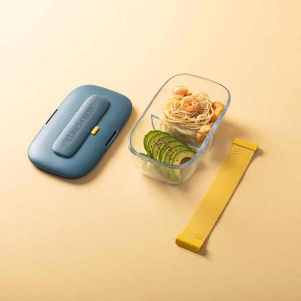 Green Straw Plastic Cover Multifunctional Glass Lunch Box