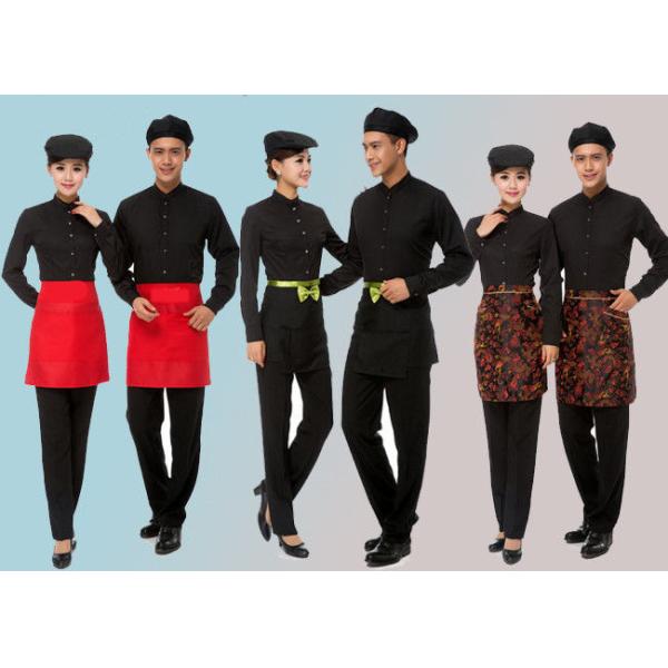 Solid Color Collar Restaurant Staff Uniform Long Sleeve With Shirt And Pants
