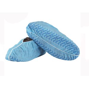 Non Slip Disposable Shoe Covers Blue Color Pe Fluid Proof Automatic