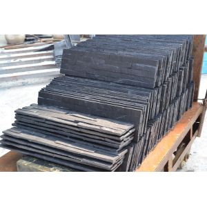Color Black Slate Culture Stone , Natural Stone Veneer Panels