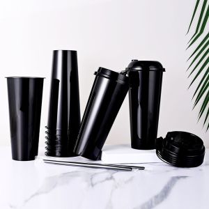 12oz 16oz PP Plastic Cups Custom Design Eco Friendly Black PP Plastic Drink Cups