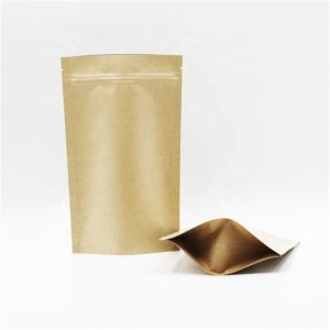 Custom Printing Stand up recycled pp laminated kraft paper bags with Zipper for