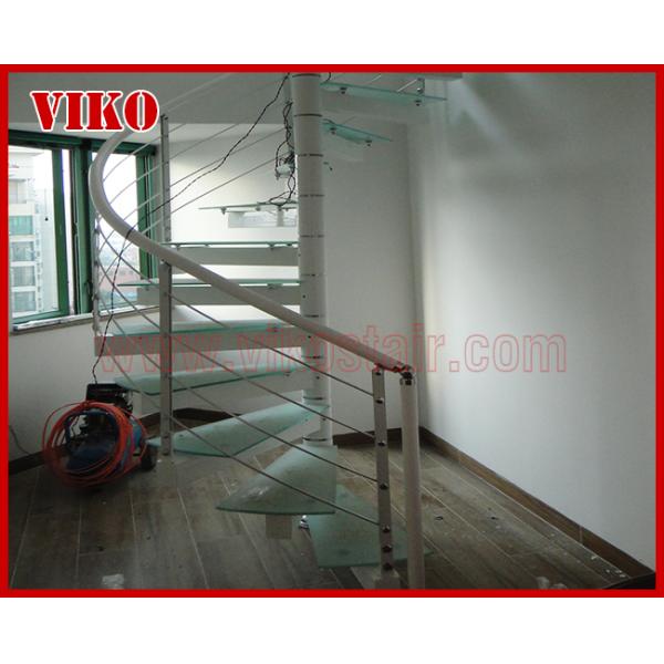 Spiral StaircaseVH40S Aluminum Spiral Stainless Steel Stair Tread Glass Curved Glass Handrail 304 Stainless Steel