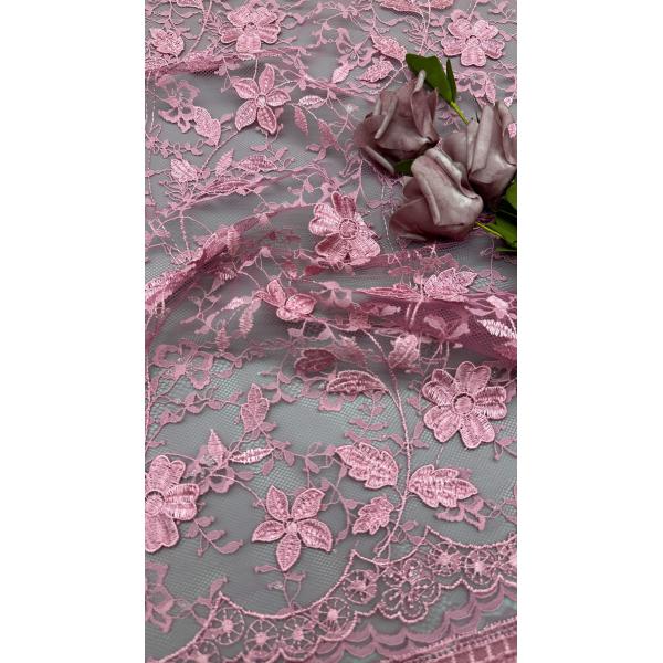Leafy Flower Sequin Embroidery Lace Fabric For Wedding Garment