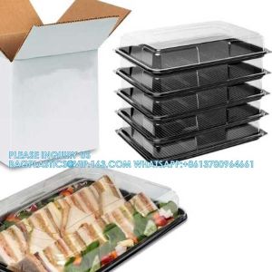 Rectangle Cake Platter With Lid Reusable Buffet Catering Sandwich Trays