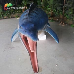 Handmade Mosasaur Fiberglass Statues For Outdoor Exhibition