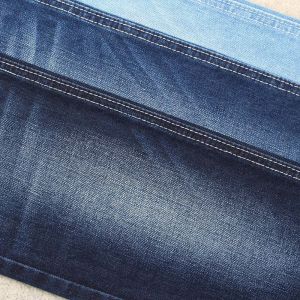 380gsm Cotton Polyester Spandex Denim Fabric Dark Blue With Slub Medium Stretch