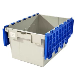 Stackable FIRST 60L PP Plastic Moving Totes Storage Crate with Attached Lid