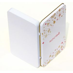 Hinged Rectangular Tin Box makeup tin holder / tin can with embossed logo