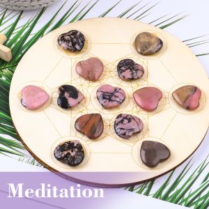 Glazed Rhodonite Heart Shape Crystals For Chakra Balancing