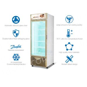 Double Tempered Glass Door Display Cooler Showcase Upright Freezer