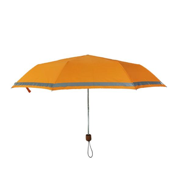 Buy Manual Open Folding Wooden Handle Umbrella With Reflective Piping at wholesale prices