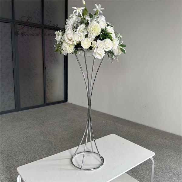 Buy Simple Table Wedding Flower Stand Arrangement Silver Wedding Centerpieces 100cm at wholesale prices