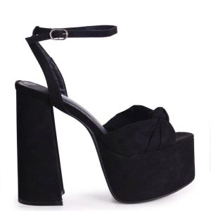 China Bow Strap Faux Suede Womens Block Heel Sandals Customized Size on sale