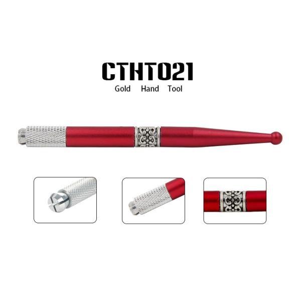 Aluminum Red Handtool Eyebrow Manual Tattoo Pen For 3D Embroidered