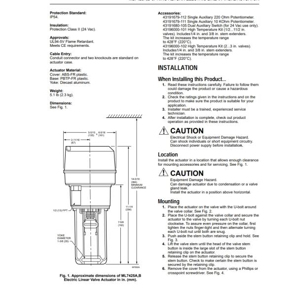 HONEYWELL ML7425A8018E Electric Linear Valve Actuator for Industrial Applications