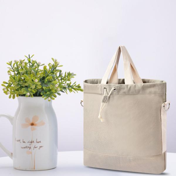 Crossbody Drawstring Bucket Bag Pouch Canvas Tote Bags Shoulder Buckle Strap 12X3X12"