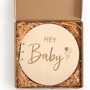 Handcrafted Plywood Baby Shower Souvenir Guestbook Milestone Wooden Circles
