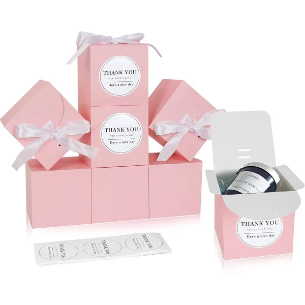 Wedding Party Favor Pink Small Gift Boxes 4x4x4 inches for candle cup and Cupcake