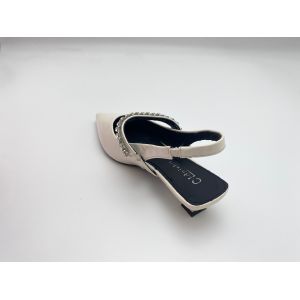 Women fashion white pointy rhine-drill stiletto heels in summer