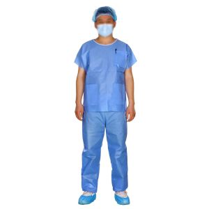 Short Sleeve Non Woven Disposable Scrub Suit