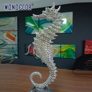 Abstract Hollow Seahorse Casting Stainless Steel Sculpture Smooth Texture