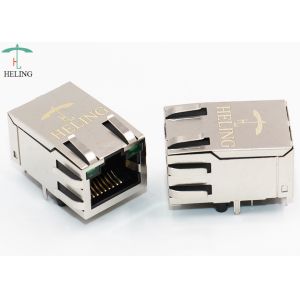 Latch Up RJ45 Modular Connector 1000 Base - T With LED / EMI Finger