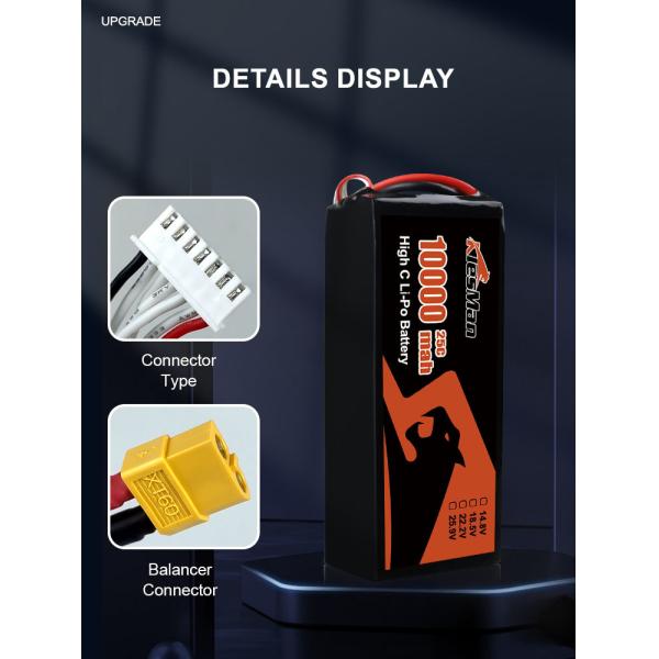 Buy Lipo FPV Drone Battery XT90 10000 MAh 22.2V Lithium Polymer Pack  for 10 inch Drone at wholesale prices