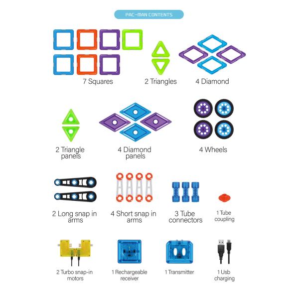 Creative Plastic Gift Magnetic Tiles Remote Control Car Magnetic Play Blocks