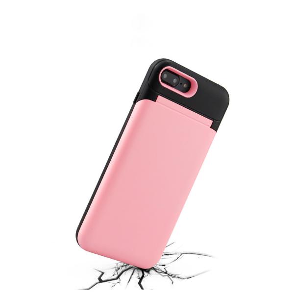 TPU PC 2 in 1 pink card slot phone case with a mirror for iphone X 6splus 7plus
