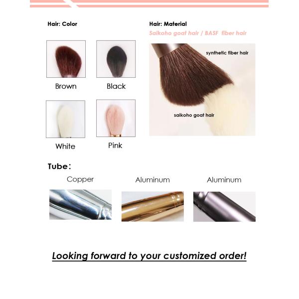 Glitter Handle 5pcs Goat Hair Makeup Brushes For Foundation And Concealer