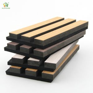 China Custom Acoustic Wood Panel Wall 1220x2440mm Black MDF Polyester Fiber on sale
