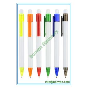 white body plastic ball pen, white promotional pen