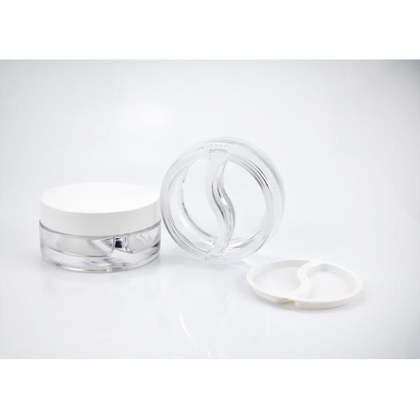Buy Sustainable 25*2ml pressed dual chamber glass cosmetic jar for beauty product, circular jar with S-curve divider inside at wholesale prices