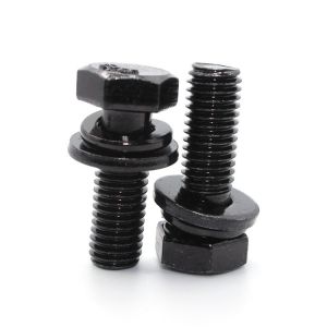Spring Lock Carbon Steel Black Oxide Hex Bolts Washer Assemblies for Purchase