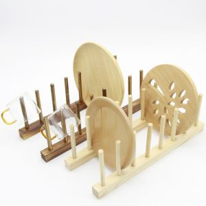 Wooden Wine Tea Cup Holder Stand Carbonized Kitchen Drain Rack