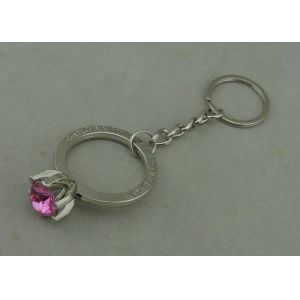 Purple Rhinestone Promotional KeyChain With Chrome Plating , Full Relief Design