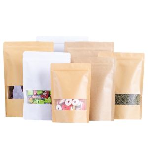 White Cylinder Printing Stand Up Kraft Paper Bag