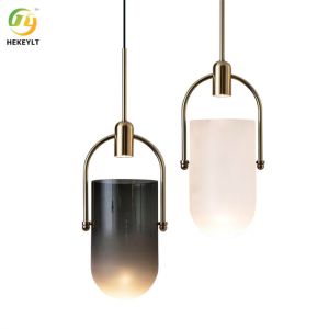 GU10 1-Light Iron Plating And Glass Smoke Gray Pendant For Bedroom