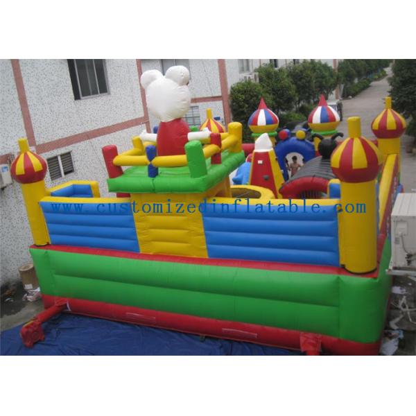 Colorful Inflatable Amusement Park , Fun City Commercial Inflatable Bouncers Castle