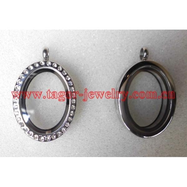 Origami Styles Oval Shaped Magnetic Stainless Steel Lockets,Glass Memory