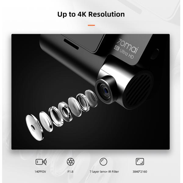 70mai Dash Cam 4K A800 Built-in GPS Cinema-quality Image 24H Parking 70mai 4K Car DVR Cam