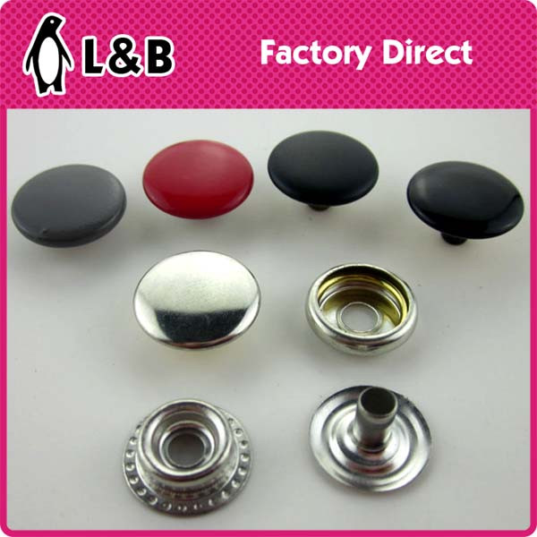 Custom 15mm 12.5mm stainless Steel Classic Four Parts metal Spring Ring Snap Button