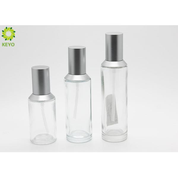 Sloping Shoulder Clear Glass Pump Bottles 40ml 60ml 80ml 100ml For Cosmetic