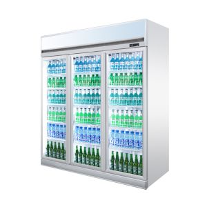 Convenience Store Upright Glass Door Beverage Display Cooler 3 Doors Refrigerato
