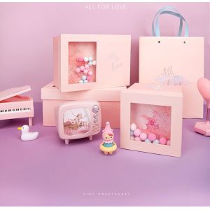 Pink Paperboard CMYK Recycled Paper Gift Boxes