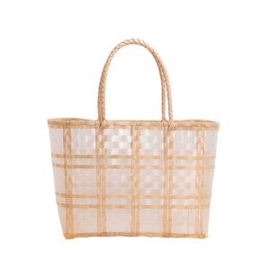Custom Print Summer Vacation Hand Mesh Tote Bags With Zipper Waterproof