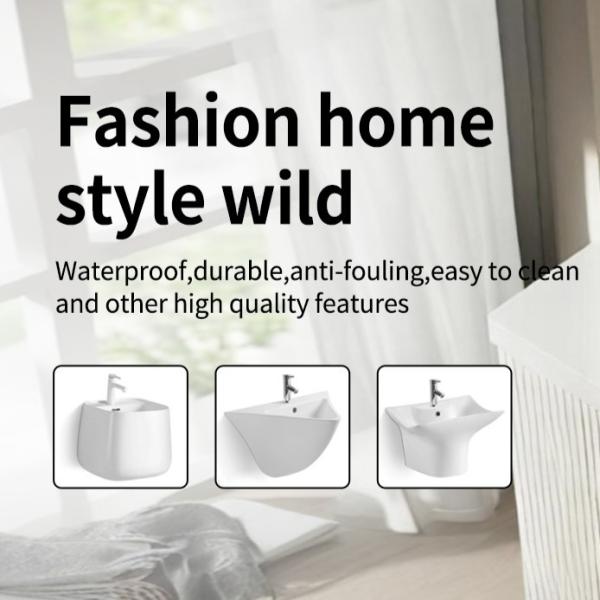 Buy Solid Surface Ceramic Wall Hung Basin Bathroom Funiture Antibacterial at wholesale prices